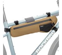 Qunature Waterproof Bike Frame Bag, 5.0L Frame-Mounted Tool Storage Bag with External Pocket & Hydration Hose Port, for Gravel & MTB Khaki L