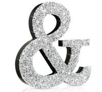 Qunclay 14.5 cm Silver Crystal Diamond Bling Letters Crushed Diamond Decoration Wooden Glitter Letter with Screw and Hook Rhinestone Gift for Wedding Y2k Mcbling Bedroom Wall Decoration