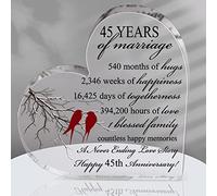 Qunclay 45th Years of Marriage Gift Wedding Anniversary Souvenir Heart Marriage Keepsake Decoration Present for Couple Parent Women Mom Husband Wife He She Friend Grandparents