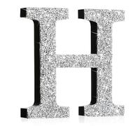Qunclay 5.7" Silver Crystal Diamond Bling Letters Crushed Diamond Decoration Wooden Glitter Letter with Screw and Hooks Rhinestone Gift for Wedding Y2k Mcbling Bedroom Wall Decor (Letter H)