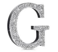 Qunclay 5.7" Silver Crystal Diamond Bling Letters Crushed Diamond Decoration Wooden Glitter Letter with Screw and Hooks Rhinestone Gift for Wedding Y2k Mcbling Bedroom Wall Decor (Letter G)