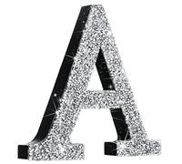 Qunclay 5.7" Silver Crystal Diamond Bling Letters Crushed Diamond Decoration Wooden Glitter Letter with Screw and Hooks Rhinestone Gift for Wedding Y2k Mcbling Bedroom Wall Decor (Letter A)
