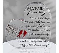 Qunclay 65th Years of Marriage Gift Wedding Anniversary Souvenir Heart Marriage Keepsake Decoration Present for Couple Parent Women Mom Husband Wife He She Friend Grandparents