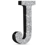Qunclay 8'' Silver Crystal Diamond Bling Letters Crushed Diamond Decoration Wooden Glitter Letter with Screw and Hooks Rhinestone Gift for Wedding Y2k Mcbling Bedroom Wall Decor (Letter J)