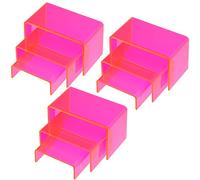 Qunclay 9 Pieces Neon Pink Acrylic Display Risers Stand Shelf Acrylic Retail Desktop Jewelry Display Riser Showcase Fixtures for Dessert Cupcake Figure Collectibles Party(Neon Pink)