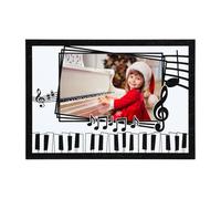 Qunclay Christmas Piano Picture Frame 4 x 6 Inch Piano Key Music Note Wooden Photo Frame with Stand and Signature Pen Decorative Display Pictures for Wall and Tabletop Mounting Home Decor Xmas Gift