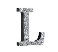 Qunclay Crystal Diamond Bling Letters Crushed Diamond Decorations Wooden Glitter Letters with Screw and Hooks Rhinestone Gifts for Christmas Wedding Bedroom Wall Decor(5.7"l X 5.7"w,Letter L,Silver)