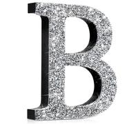 Qunclay Crystal Diamond Bling Letters Crushed Diamond Decorations Wooden Glitter Letters with Screw and Hooks Rhinestone Gifts for Christmas Wedding Bedroom Wall Decor(12''l X 12"w,Letter B,Silver)