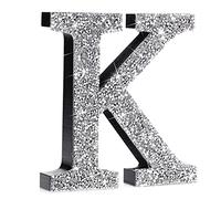 Qunclay Silver Crystal Diamond Bling Letters Crushed Diamond Decoration Wooden Glitter Letter with Screw and Hooks Rhinestone Gift for Valentine Y2k Mcbling Bedroom Wall Decor(Letter K,5.7"l X 5.7"w)