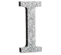 Qunclay Silver Crystal Diamond Bling Letters Crushed Diamond Decoration Wooden Glitter Letter with Screw and Hooks Rhinestone Gift for Wedding Y2k Mcbling Bedroom Wall Decor(Letter I,5.7"l X 5.7"w)