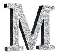 Qunclay Silver Crystal Diamond Bling Letters Crushed Diamond Decoration Wooden Glitter Letter with Screw and Hooks Rhinestone Gift for Wedding Y2k Mcbling Bedroom Wall Decor(Letter M,5.7"l X 5.7"w)