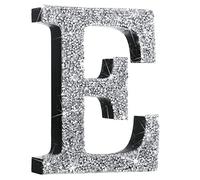 Qunclay Silver Crystal Diamond Bling Letters Crushed Diamond Decoration Wooden Glitter Letters with Screw and Hooks Rhinestone Gift for Christmas Y2k Mcbling Bedroom Wall Decor (5.7"l X 5.7"w,Letter E