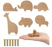 Qunclay Wooden Animal Cabinet Knobs - Decorative Dresser Pulls With Screws - Marine Woodland Zoo Animals Furniture Handles for Nursery Drawer Decor (6 Sets)