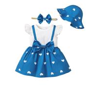 QUNERY Newborn Baby Girl Clothes Ruffled Floral Print Dress Summer Outfits Cute Skirt Set Blue 12-18 Months