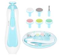 Qunlions life Baby Electric Nail File, 8 in 1 Safe Baby Nail Trimmer, Baby Nail Clippers with 6 Grinding Heads and Light, Baby Nail Care Kit for All Ages (Blue)