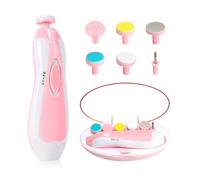Baby Nail Trimmer, 8 in 1 Baby Nail Clippers Electric, Electric Nail File Baby with Light, Baby Nail Care Kit with 6 Grinding Heads for All Ages