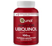 Qunol Mega Ubiquinol CoQ10 100mg, Superior Absorption, Patented Water and Fat Soluble Natural Supplement Form of C0Q10, Antioxidant for Heart Health, 60 Count Softgels