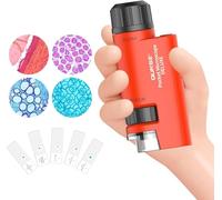 QUNSE Mini Microscope for Kids, 60x-120x Handheld LED Lighted Zoom with 5 Microscope Slides for Students Preschool Home Study Educational Toys