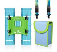 QUNSE Small Mini Binoculars Compact for Kids Adults-10x25 Portable Binoculars for Bird Watching Travel Opera Fishing Football Game Blue-green