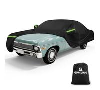 QUNSUNUS Nova Car Cover 2/4-Door 1962-1979 Waterproof with Cotton Lining | Heavy 420D Oxford Outdoor All-Weather Car Cover for Chevy Nova, with Zipper and Straps, for Dust, Sun, Wind Protection