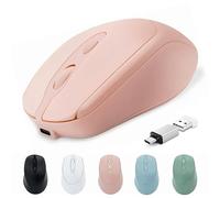 Quntee Wireless Bluetooth Mouse USBC for MacBook Air Laptop, USB C Rechargeable Wireless Mouse Compatible with Mac Desktop/Surface Pro Portable Computer Mice (BT5.2/3.0, 2.4G USB A, Type-C)