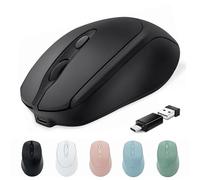 Quntee Wireless Bluetooth Mouse USBC for MacBook Air Laptop, USB C Rechargeable Wireless Mouse Compatible with Mac Desktop/Surface Pro Portable Computer Mice (BT5.2/3.0, 2.4G USB A, Type-C)