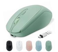 Quntee Wireless Bluetooth Mouse USBC for MacBook Air Laptop, USB C Rechargeable Wireless Mouse Compatible with Mac Desktop/Surface Pro Portable Computer Mice (BT5.2/3.0, 2.4G USB A, Type-C)