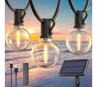 Quntis 12M/41FT Solar String Lights Outdoor Garden LED Solar Festoon Lights Outdoor Dimmable 4 Mode Timer & Remote Control with Shatterproof G40 Bulbs Waterproof for Patio Gazebo Pergola
