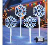 Quntis 3D LED Christmas Pathway Snowflake Lights 4Pack Mains Powered Christmas Path Infinity Lights with 8 Modes Timer Memory Function Mirror Tunnel Effect Xmas Decor Outdoor for Garden Yard Lawn