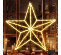 Quntis 50CM Christmas Star Window Lights Mains Powered, 282 LEDs Super Bright Large Xmas Window Decorations Lights for Indoor Outdoor Shop Door Party, Warm White