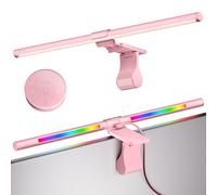 Quntis 51cm Pink Monitor Light Bar with Remote & RGB Backlight, Curved Computer Monitor Lamp Color Temperature & Brightness Stepless Adjustment, Eye Care No Glare Anti-Blue Screen Light Bar Home Game