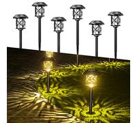 Quntis 6 Pack LED Christmas Garden Pathway Lights Warm White Solar Lights Outdoor Garden Ultra-Bright Solar Christmas Lights Waterproof IP65 Auto On/Off at Dusk for Xmas,Yard,Lawn,Landscape,Pathway