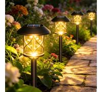Quntis 8 Pack Solar Lights Outdoor Garden Ultra-Bright Warm White - Waterproof LED Garden Solar Lights with Auto On/Off, Solar Powered Pathway Lights for Holiday Decor, Yard Walkway & Lawn Landscape