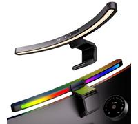 Quntis Curved Monitor Light Bar 45cm with Music Sync, RGB Backlight Dual Control Screen Light, Eye Caring Anti-Blue Light No Glare Screenbar Monitor Lamp, Fit for Various Monitors, Black