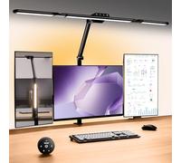 Quntis LED Desk Lamp with Radar Sensor 82.5cm, Remote & Touch Control & Warm White Backlight Eye-Caring Desk Light, Stepless Dimming & Timer, Screen Light Monitor Lamp for Office,Study, Crafts, Draw