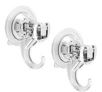 Quntis Suction Hooks 2 Packs Powerful Push and Lock Vacuum Multi-Purpose Suction Hanger Strong Absorption Suction Cup Holds Up to 3kg Transparent Design for Kitchen and Bathroom