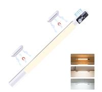 Quntis Under Cabinet Kitchen Lights Motion Sensor, 38cm Rechargeable Battery Cupboard Light 3 Modes, 3 Color Temp, Led Display Wardrobe Strip Lights Magnetic Stick On Wall Indoor Shelf Stair, 1P White