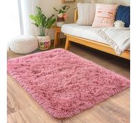 Quntue 2x3 Blush Area Rug, Soft Shaggy Modern Bedroom Rug for Kids Room, Plush Non-Slip Fluffy Living Room Rug