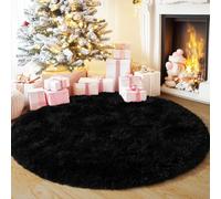 Quntue 3'x3' Black Round Rug for Bedroom, Ultra Soft Fluffy Circle Rug for Kids Girls Boys Room, Cute Small Shag Rugs for Living Room Playroom Teen Room Home Decor Rug
