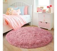 Quntue 3'x3' Blush Round Rugs for Girls Bedroom, Ultra Soft Fluffy Circle Rug for Kids Room, Cute Small Shag Rugs for Living Room Playroom Tent Castle Home Decor Rug