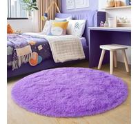 Quntue 3'x3' Purple Round Rug for Bedroom, Ultra Soft Fluffy Circle Rug for Kids Girls Boys Room, Cute Small Shag Rugs for Living Room Playroom Teen Room Home Decor Rug