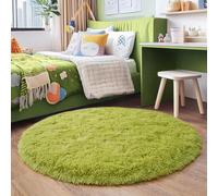 Quntue 4'x4' Grass Green Round Rug for Bedroom, Ultra Soft Fluffy Circle Rug for Kids Girls Boys Room, Cute Shag Rugs for Living Room Playroom Tent Castle Home Decor Rug