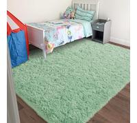 Quntue Area Rug 4x6 Fluffy Bedroom Rug Carpet, Mint Green
