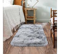 Quntue Small Area Rug, 2x3 Rug for Bedroom Shaggy Throw Rugs for Dorm Rug, Soft Tie Dyed Carpet for Kids Room, Plush Non-Slip Fluffy Bedside Rug for Home Decor Aesthetic, Light Grey