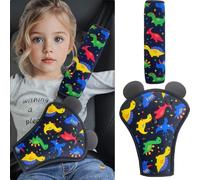 QUNXON Children's Seat Belt Pad Set, Adjustable Car Seat Belt Pads, Waist Belt Pads, Removable Belt Protection, Children's Car, Shoulder Pad/Belt Protector for More Comfort on the Travel (Dinosaur