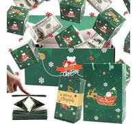 QUNZIDRESS Exploding Gift Box - Christmas Surprise Box Pop Up with 10/15/20/25 Money Holders & Rubber Band & Confetti, Reusable Party Gift Box for Cash, Gifts, Xmas, Birthday, Party Supplies
