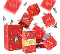 QUNZIDRESS Exploding Gift Box - Christmas Surprise Box Pop Up with 10/15/20/25 Money Holders & Rubber Band & Confetti, Reusable Party Gift Box for Cash, Gifts, Xmas, Birthday, Party Supplies