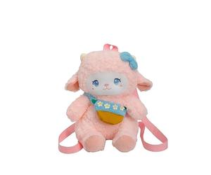 QUNZIDRESS Kids Sheep Bag Cute Lamb Plush Backpack Birthday Gift | Soft Fluffy Animal Doll Shoulder Bag Adjustable Pink Strap Roomy Storage Daily Outing Girl Gift