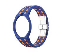 QUNZIDRESS Two-color Bioceramic Case Strap Compatible with Swatch Royal Pop Watch Band, Sports Strap with Shockproof Frame Bumper Case for Men Women Strap There are 3 and 12 o'clock directions.