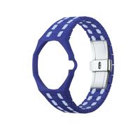 QUNZIDRESS Two-color Bioceramic Case Strap Compatible with Swatch Royal Pop Watch Band, Sports Strap with Shockproof Frame Bumper Case for Men Women Strap There are 3 and 12 o'clock directions.